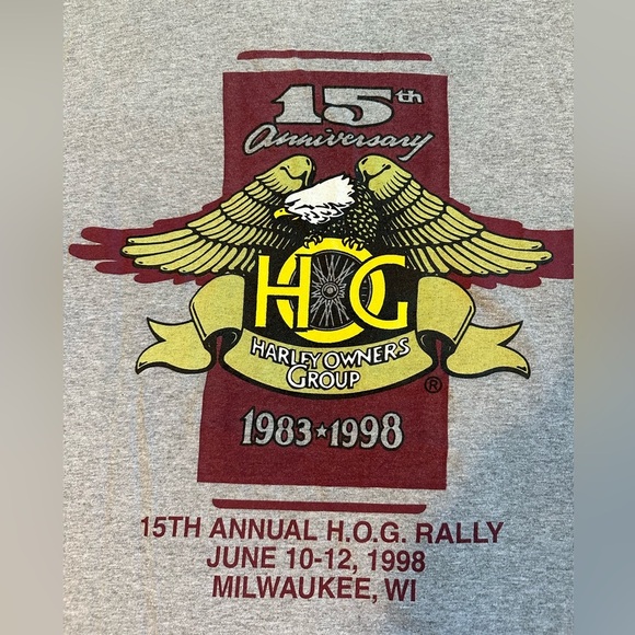 1998 Harley Owners Group 15th Anniversary Tee Shirt - Picture 2 of 5